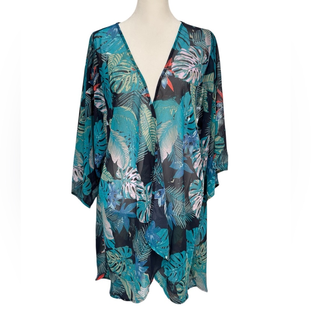 Tropical Boho Sheer Kimono Coverup